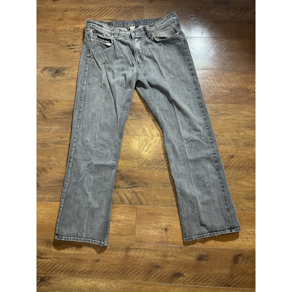 VTG Lucky Brand Santa Cruz Jean Men Grey Wash Straight Leg USA Denim Pants 36x32